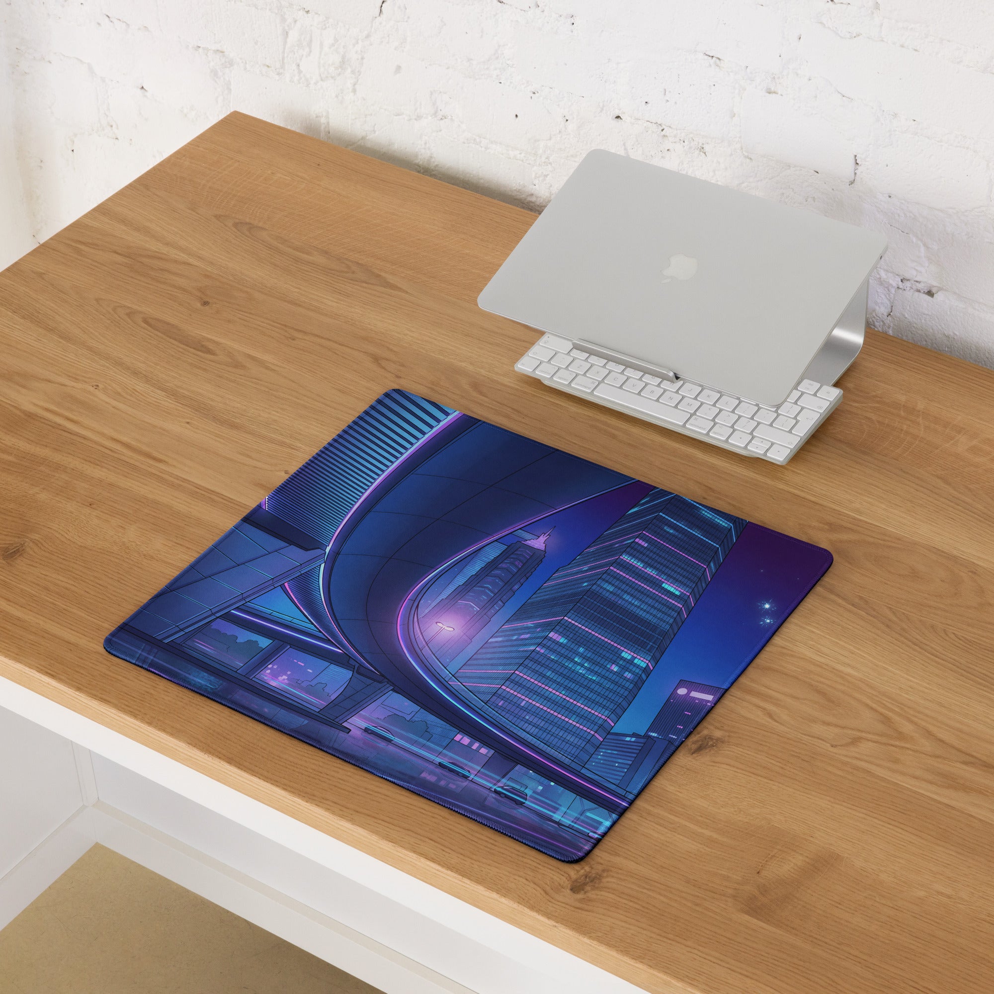 Neon Vaporwave City Mouse Pad - Mouse Pad Neon Purple Blue For Gaming Desk Vaporwave Cityscape Digital Art