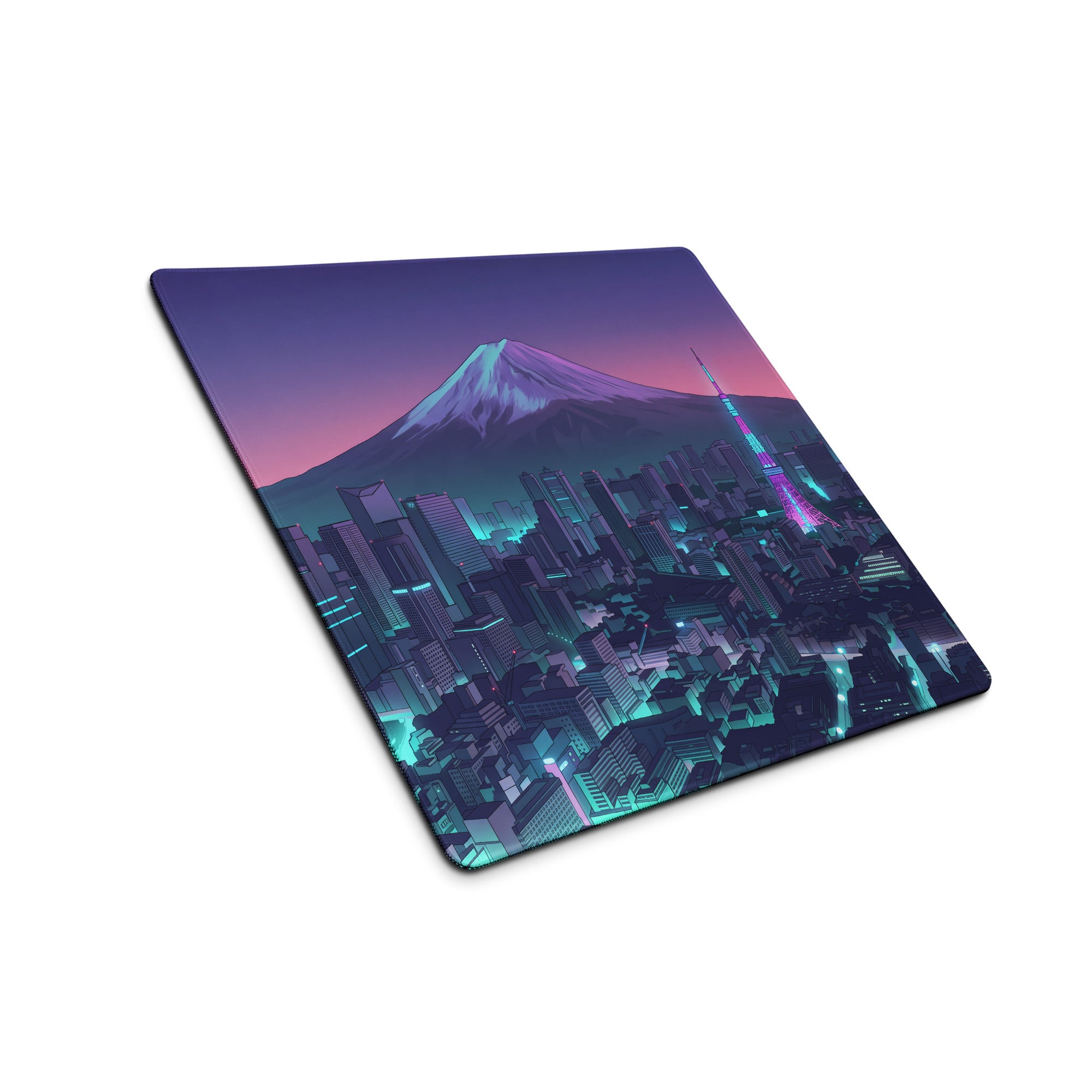 Neon Vaporwave City Mouse Pad - Mouse Pad Purple Pink Gradient Desktop Vaporwave Dreamy Nostalgia Neon Retro Desk Art