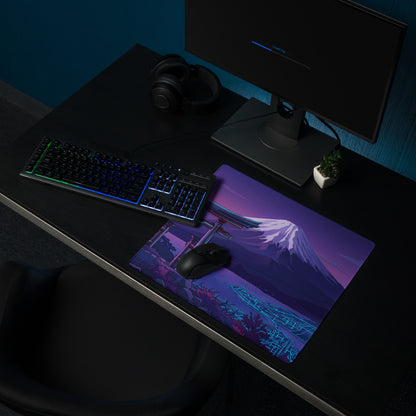 Vaporwave Mount Fuji Neon Mouse Pad - Mouse Pad Purple Pink Neon Vaporwave Dreamy Retro Synthwave Digital Art