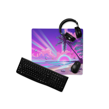 Vaporwave Palm Paradise Pad - Vaporwave Mouse Pad Purple Pink Neon Desk Retro Dreamy Mood Sunset Aesthetic