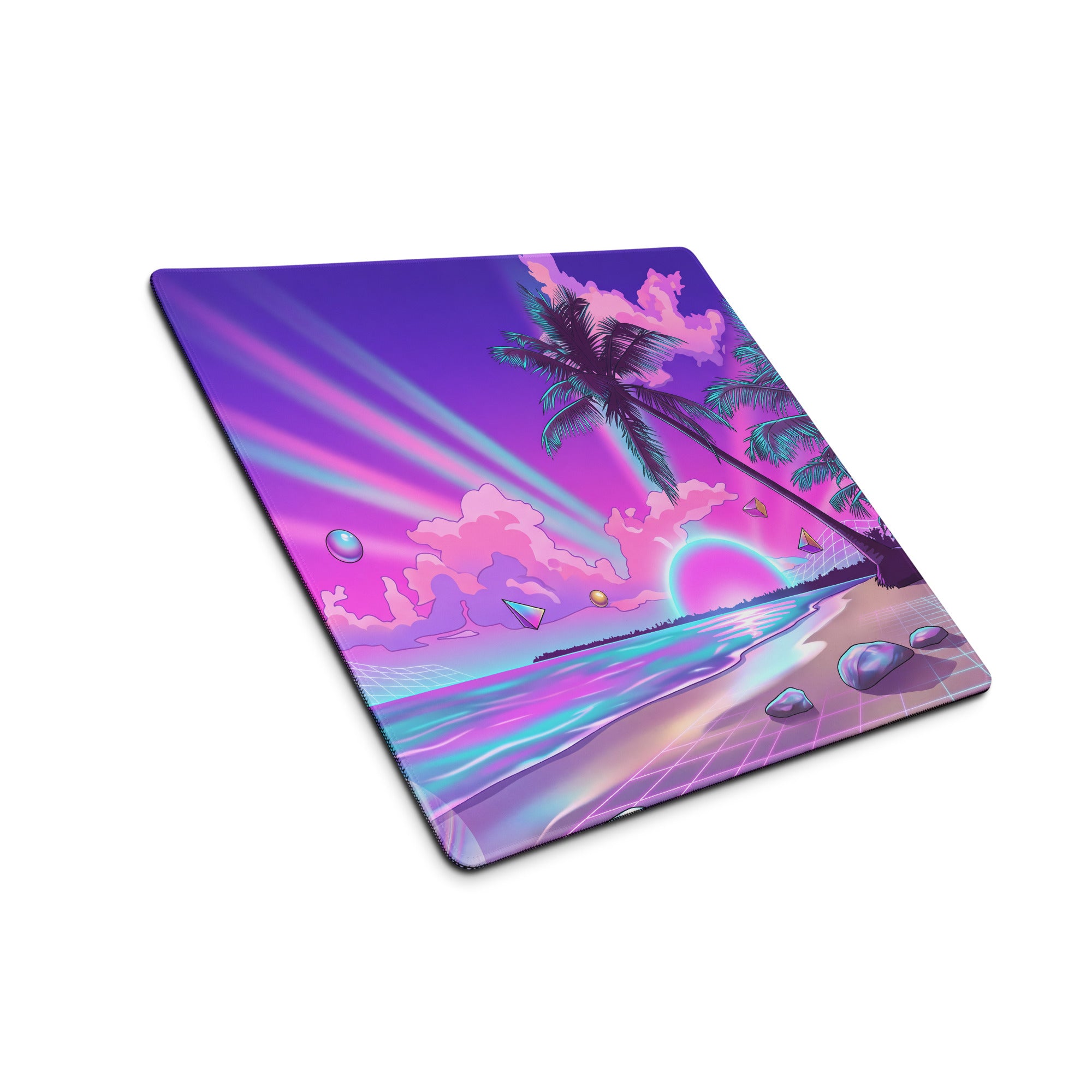 Vaporwave Palm Paradise Pad - Vaporwave Mouse Pad Purple Pink Neon Desk Retro Dreamy Mood Sunset Aesthetic