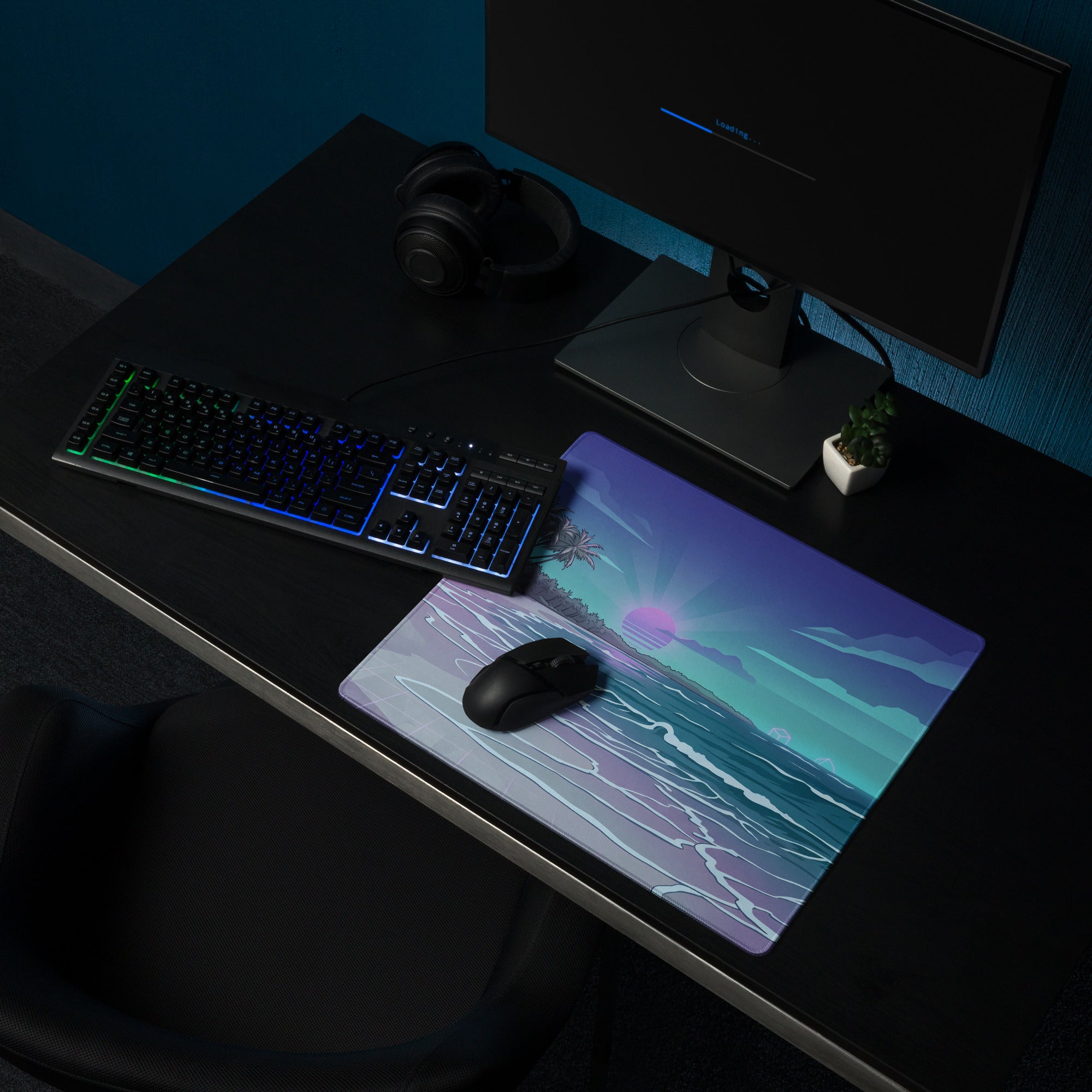 Vaporwave Palm Sunset Mouse Pad - Mouse Pad Purple Blue Sunset Gaming Desk Vaporwave Dreamy Neon Mood Retro Wave Decor