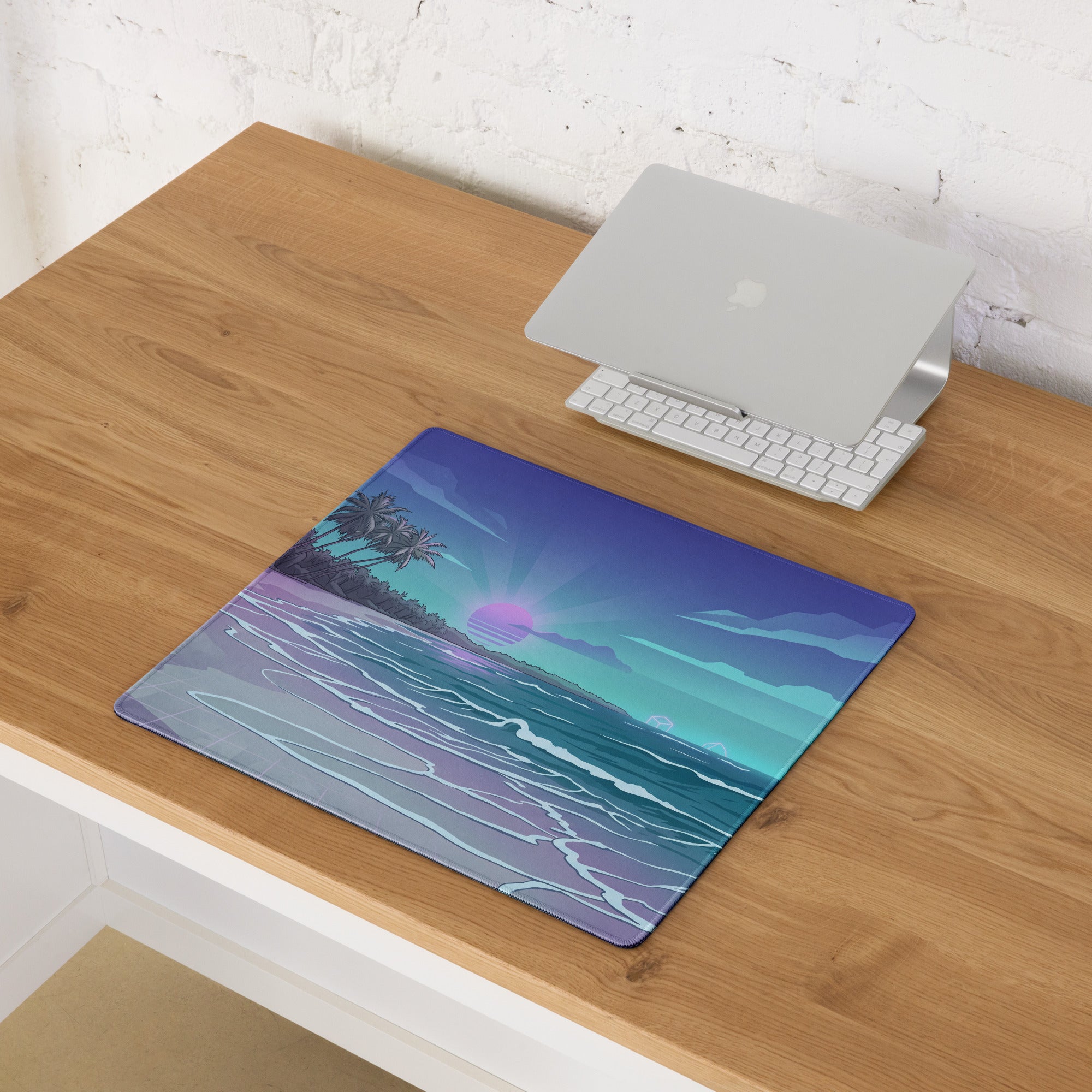 Vaporwave Palm Sunset Mouse Pad - Mouse Pad Purple Blue Sunset Gaming Desk Vaporwave Dreamy Neon Mood Retro Wave Decor