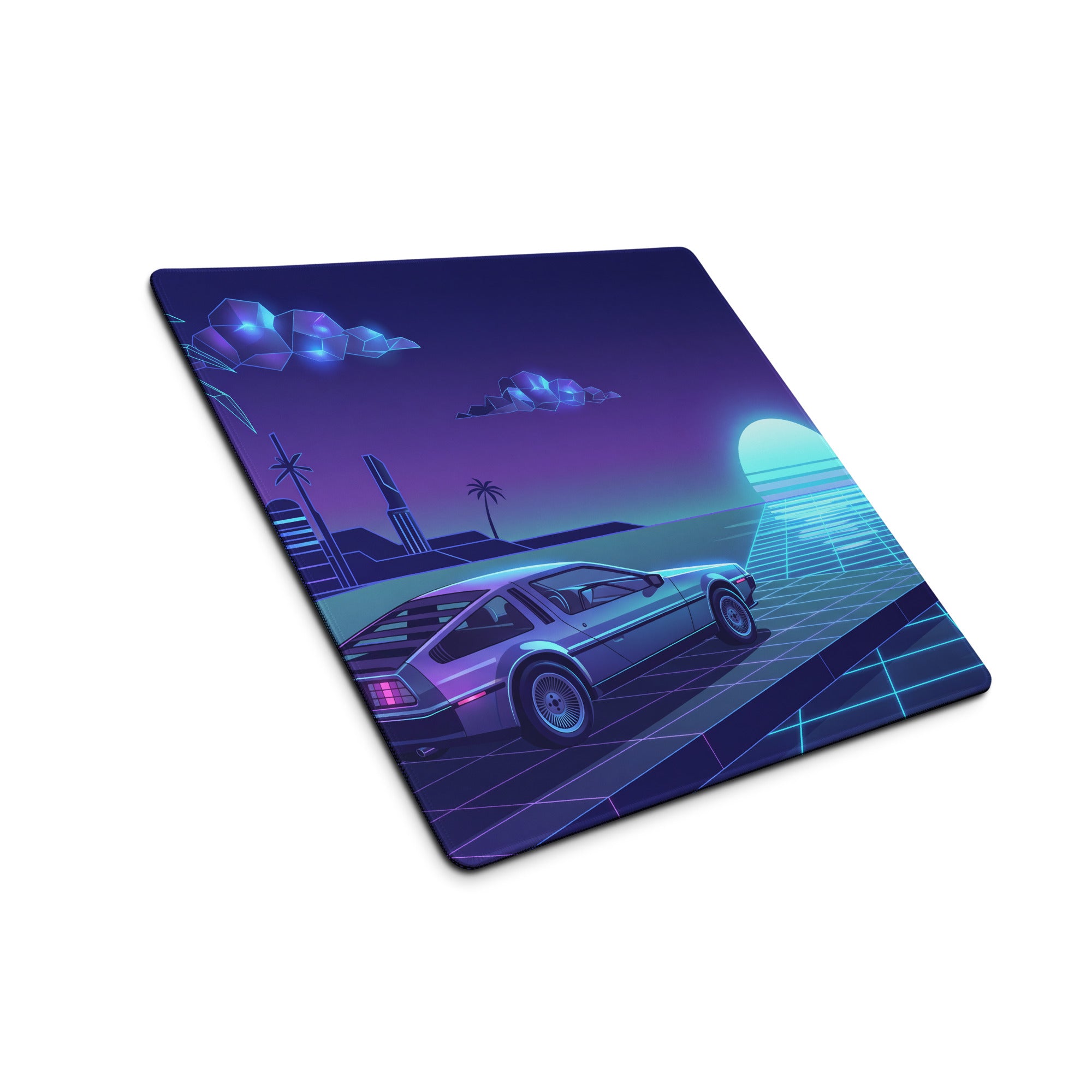 Vaporwave Neon City Mouse Pad - Mouse Pad Blue Purple Neon Desk Vaporwave Cyberpunk Synthwave Retro Futurism Digital Art