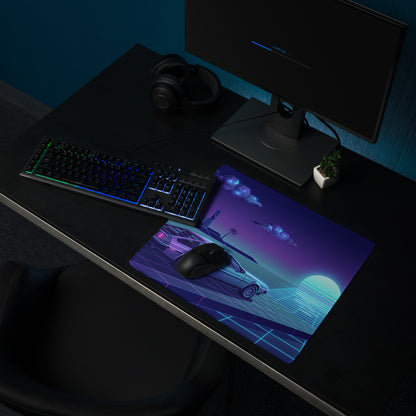 Vaporwave Neon City Mouse Pad - Mouse Pad Blue Purple Neon Desk Vaporwave Cyberpunk Synthwave Retro Futurism Digital Art