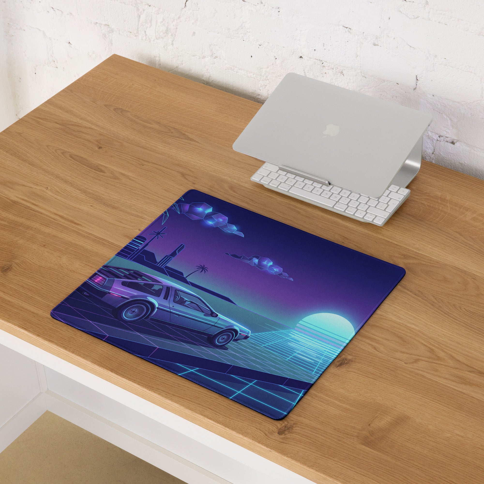 Vaporwave Neon City Mouse Pad - Mouse Pad Blue Purple Neon Desk Vaporwave Cyberpunk Synthwave Retro Futurism Digital Art