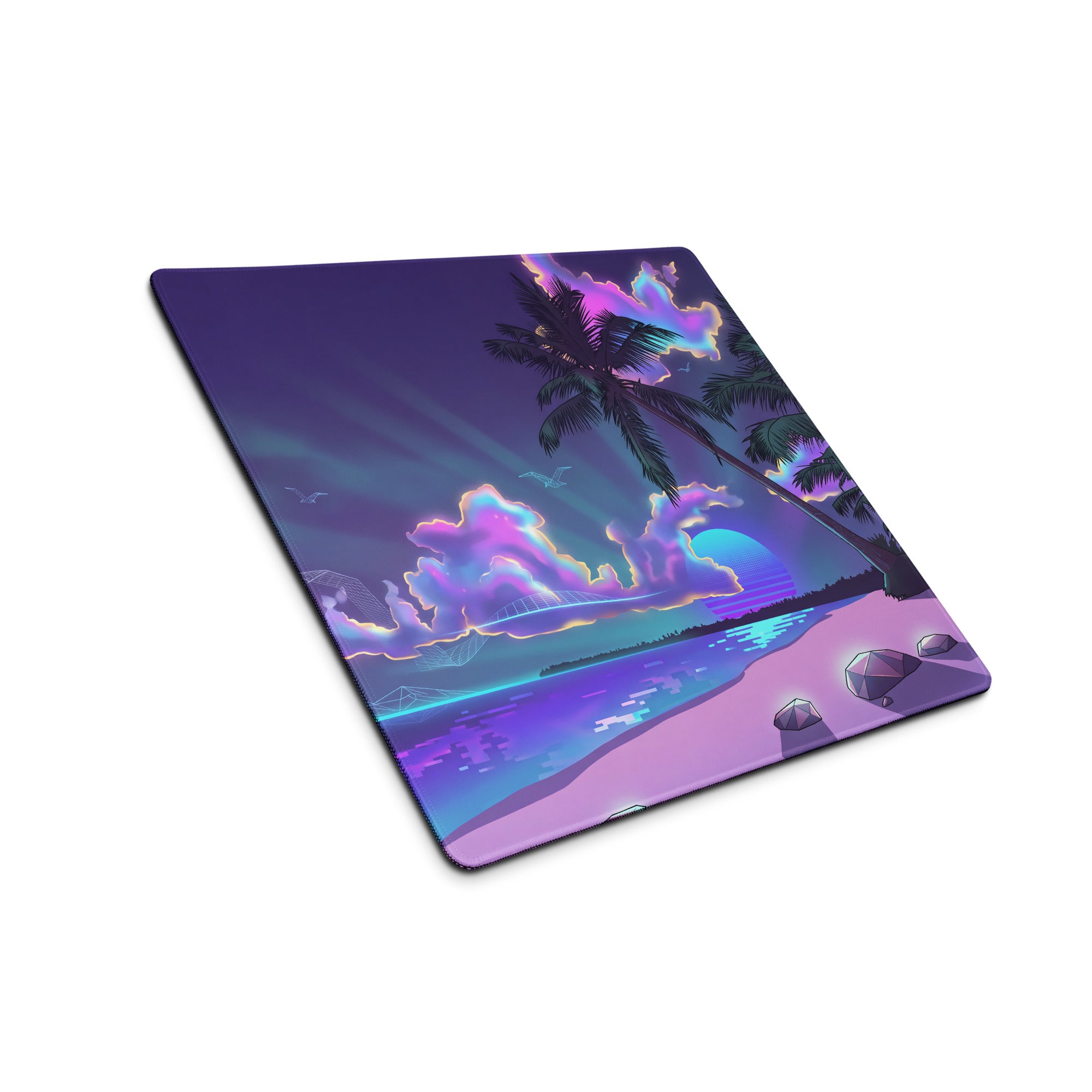 Purple Pink Neon Vaporwave Palm Pad - Gaming Mouse Pad Purple Pink Neon Desk Vaporwave Mood Retro Futuristic