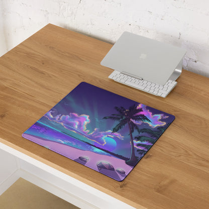 Purple Pink Neon Vaporwave Palm Pad - Gaming Mouse Pad Purple Pink Neon Desk Vaporwave Mood Retro Futuristic
