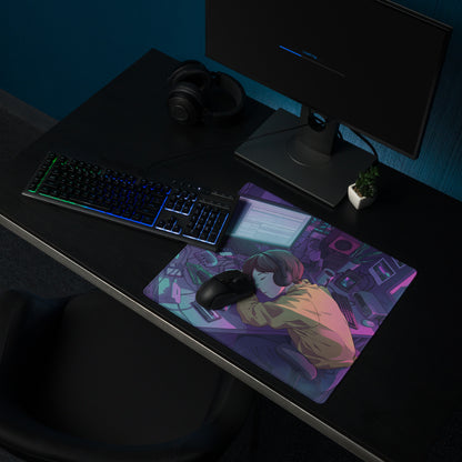 Vaporwave Neon Desk Pad - Mouse Pad Neon Purple Pink Blue Gradient For Gaming Setup Vaporwave Nostalgic Mood Retro Desk Decor Desk Mat For Gamers Digital Artwork