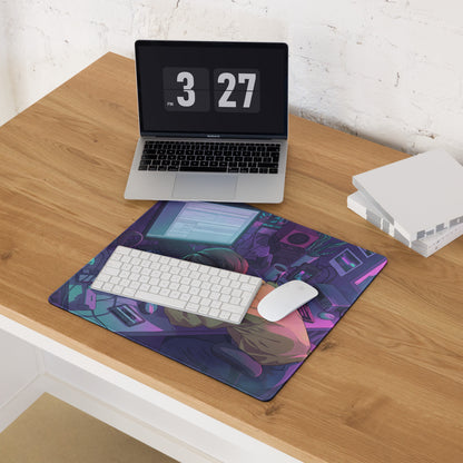 Vaporwave Neon Desk Pad - Mouse Pad Neon Purple Pink Blue Gradient For Gaming Setup Vaporwave Nostalgic Mood Retro Desk Decor Desk Mat For Gamers Digital Artwork