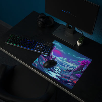Neon Vaporwave Landscape Mouse Pad - Landscape Desk Neon Purple Pink Blue Vaporwave Dreamy Mood Futuristic Gaming Theme