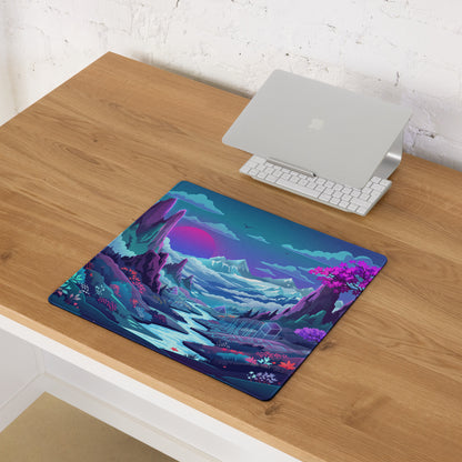 Neon Vaporwave Landscape Mouse Pad - Landscape Desk Neon Purple Pink Blue Vaporwave Dreamy Mood Futuristic Gaming Theme