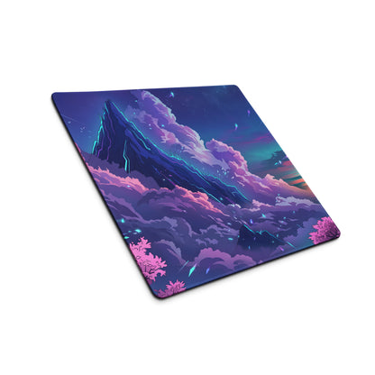 Vaporwave Mountain Neon Mouse Pad - Mountain Neon Purple Blue Gaming Vaporwave Dreamy Neon Mood Synthwave Decor