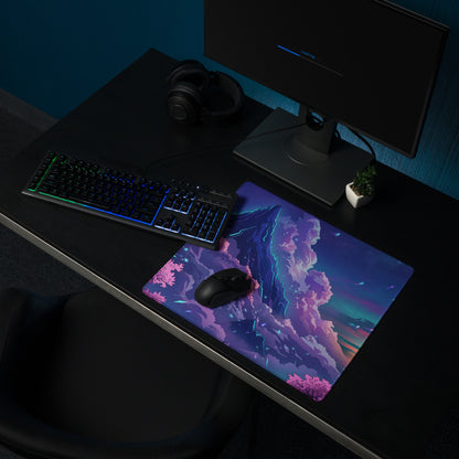 Vaporwave Mountain Neon Mouse Pad - Mountain Neon Purple Blue Gaming Vaporwave Dreamy Neon Mood Synthwave Decor