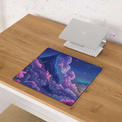 Vaporwave Mountain Neon Mouse Pad - Mountain Neon Purple Blue Gaming Vaporwave Dreamy Neon Mood Synthwave Decor