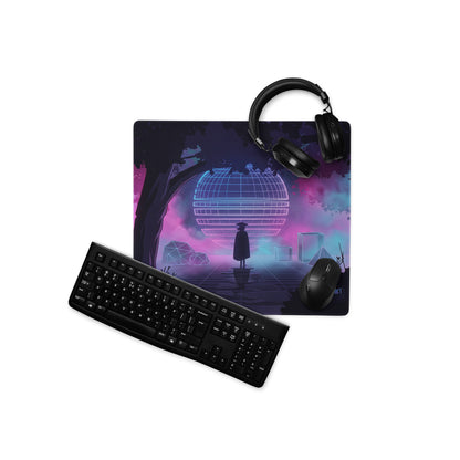 Vaporwave Neon Night Mouse Pad - Mouse Pad Neon Purple Pink Blue Gaming Desk Vaporwave Dreamy Neon Mood Digital Art