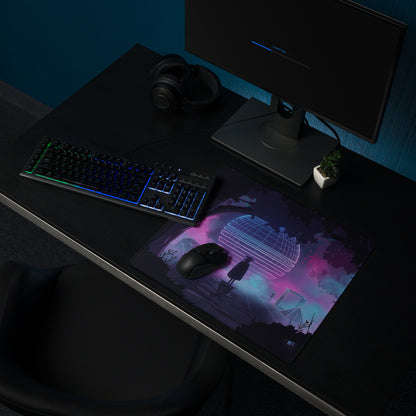 Vaporwave Neon Night Mouse Pad - Mouse Pad Neon Purple Pink Blue Gaming Desk Vaporwave Dreamy Neon Mood Digital Art
