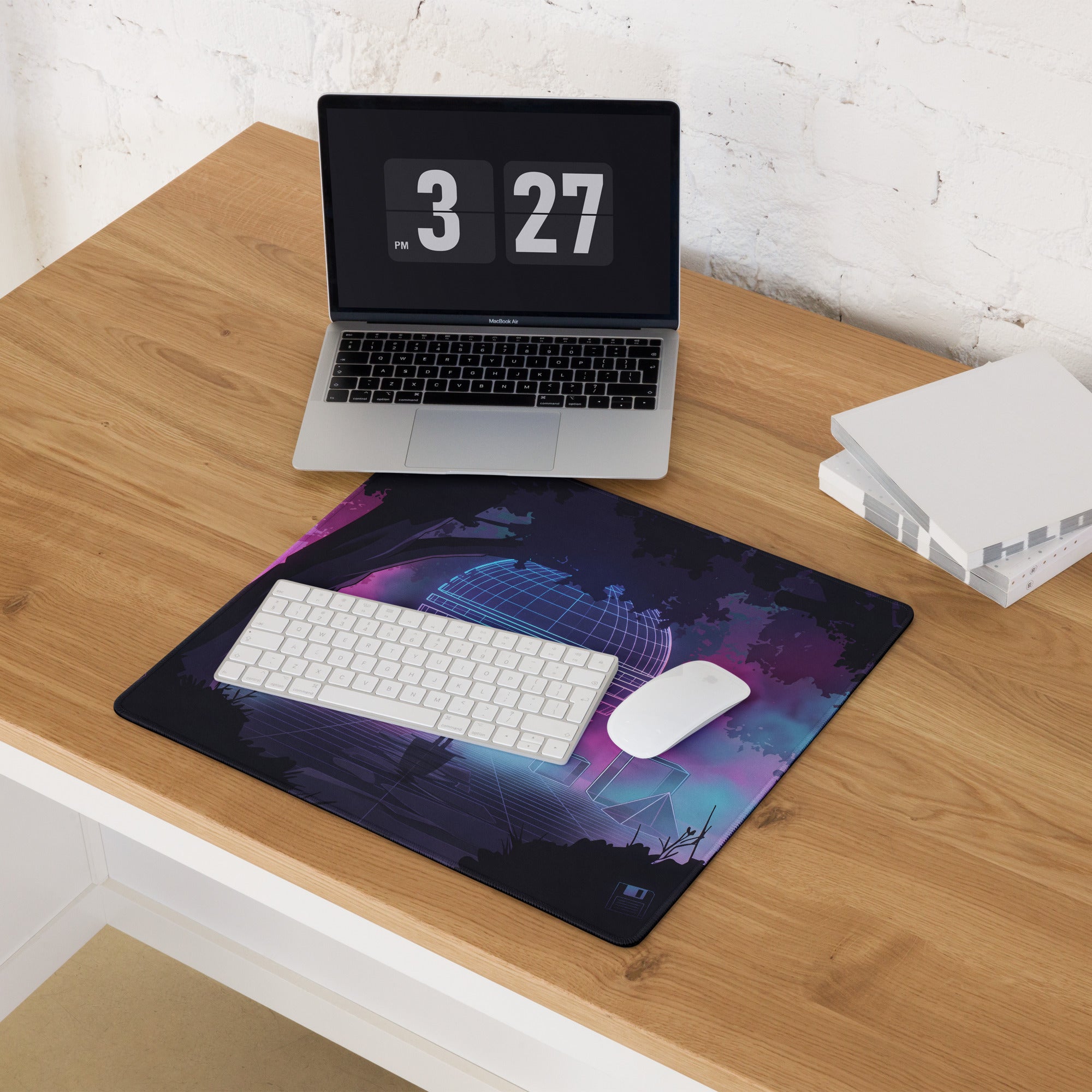 Vaporwave Neon Night Mouse Pad - Mouse Pad Neon Purple Pink Blue Gaming Desk Vaporwave Dreamy Neon Mood Digital Art