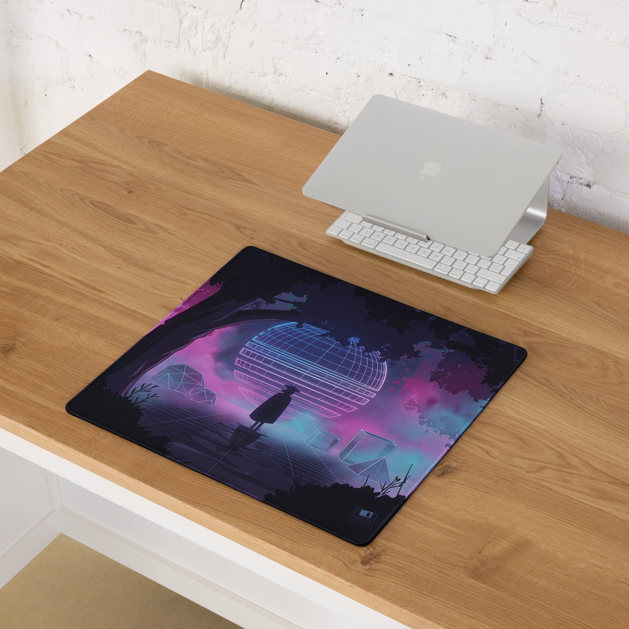Vaporwave Neon Night Mouse Pad - Mouse Pad Neon Purple Pink Blue Gaming Desk Vaporwave Dreamy Neon Mood Digital Art