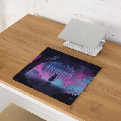 Vaporwave Neon Night Mouse Pad - Mouse Pad Neon Purple Pink Blue Gaming Desk Vaporwave Dreamy Neon Mood Digital Art