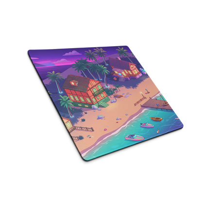 Vaporwave Beachscape Mouse Pad - Mouse Pad Purple Pink Cyan Home Office Dreamy Neon Retro Aesthetic Digital Illustration