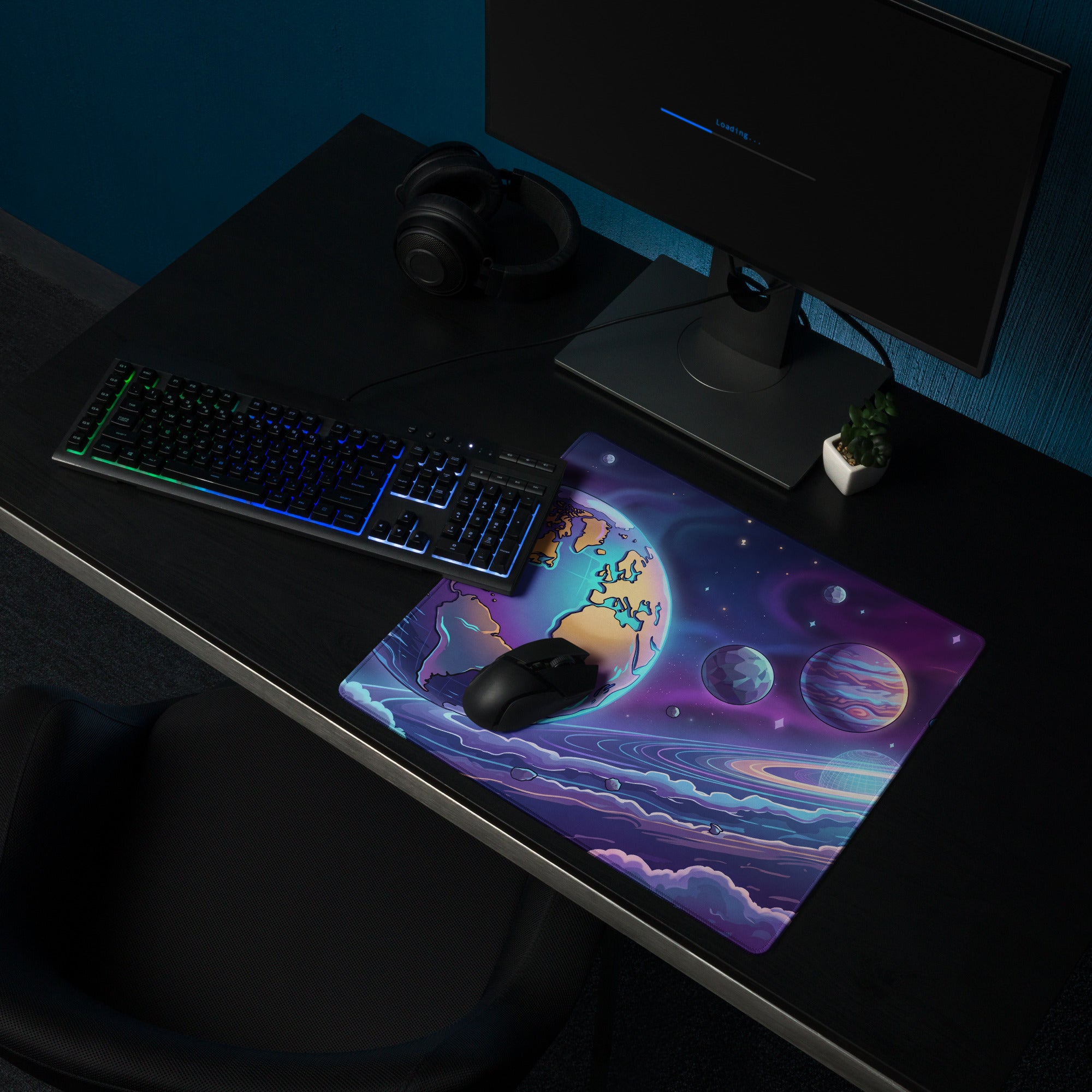 Cosmic Vaporwave Desk Pad - Mouse Pad Purple Pink Blue Orange Desk Setup Vaporwave Dreamy Retro Neon Gaming Desk Mat Digital Art
