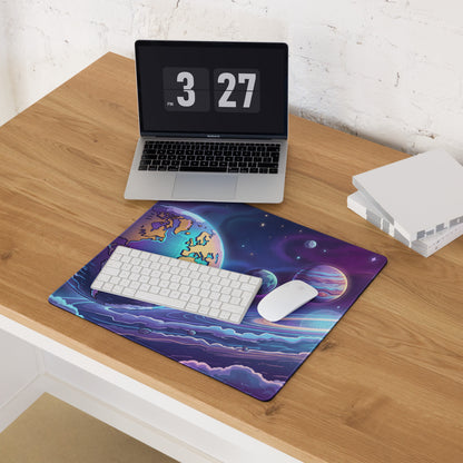Cosmic Vaporwave Desk Pad - Mouse Pad Purple Pink Blue Orange Desk Setup Vaporwave Dreamy Retro Neon Gaming Desk Mat Digital Art
