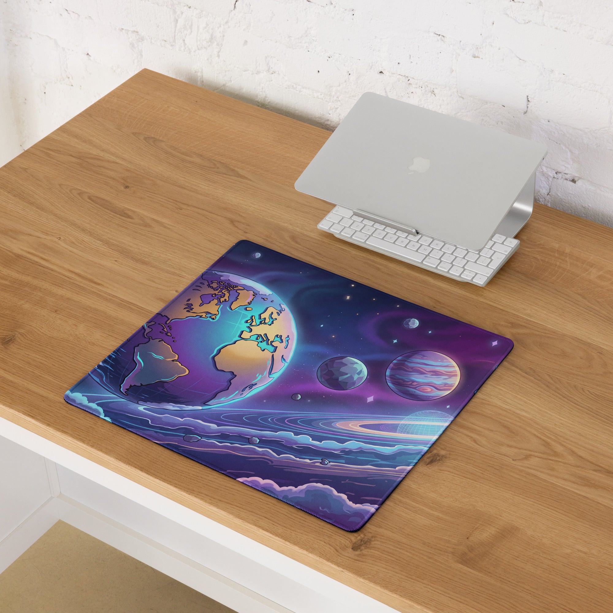 Cosmic Vaporwave Desk Pad - Mouse Pad Purple Pink Blue Orange Desk Setup Vaporwave Dreamy Retro Neon Gaming Desk Mat Digital Art
