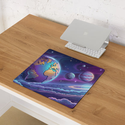 Cosmic Vaporwave Desk Pad - Mouse Pad Purple Pink Blue Orange Desk Setup Vaporwave Dreamy Retro Neon Gaming Desk Mat Digital Art
