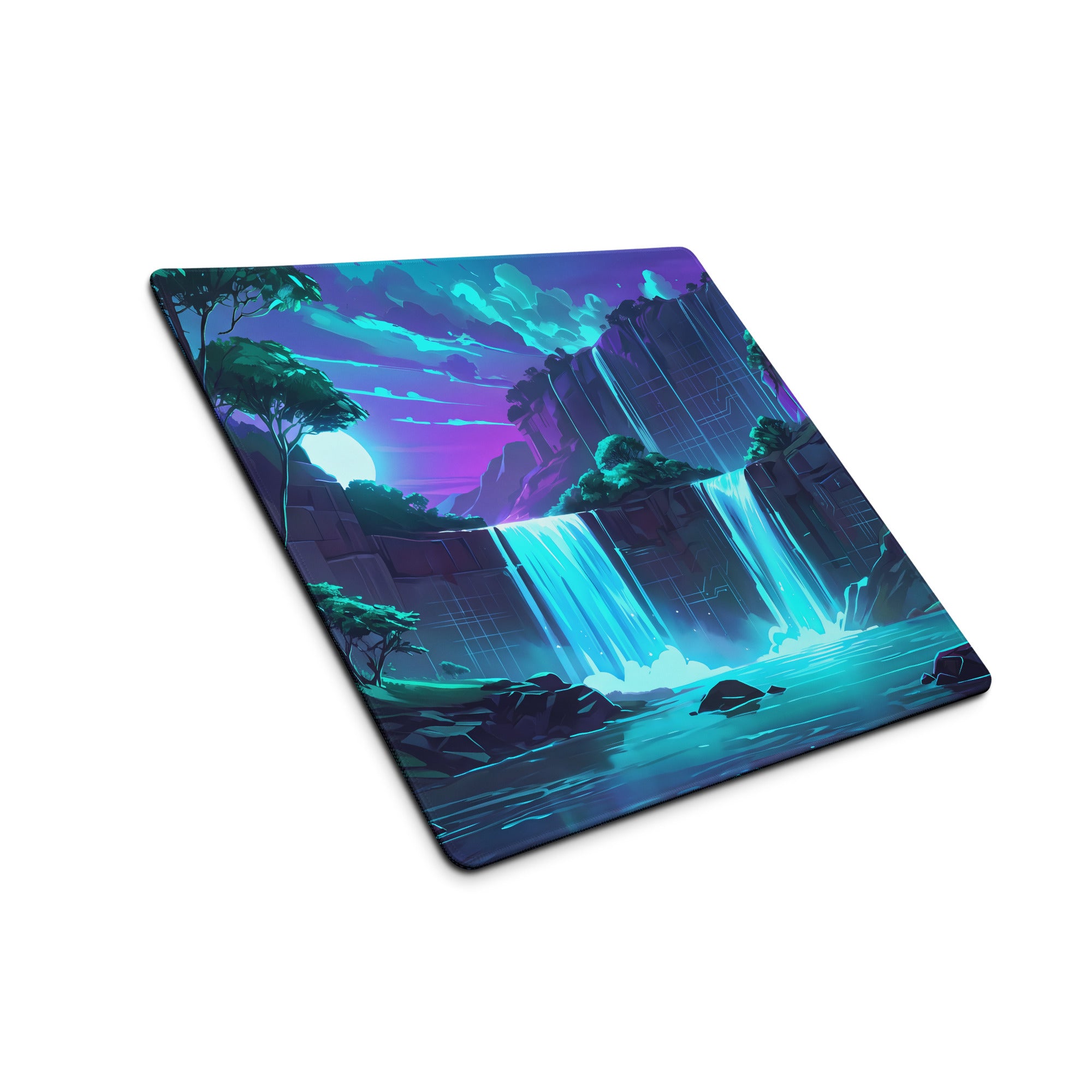 Neon Vaporwave Cascade Mouse Pad - Mouse Pad Neon Blue For Gaming Vaporwave Mood Retro Futuristic Synthwave Desk Pad