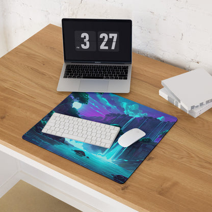 Neon Vaporwave Cascade Mouse Pad - Mouse Pad Neon Blue For Gaming Vaporwave Mood Retro Futuristic Synthwave Desk Pad