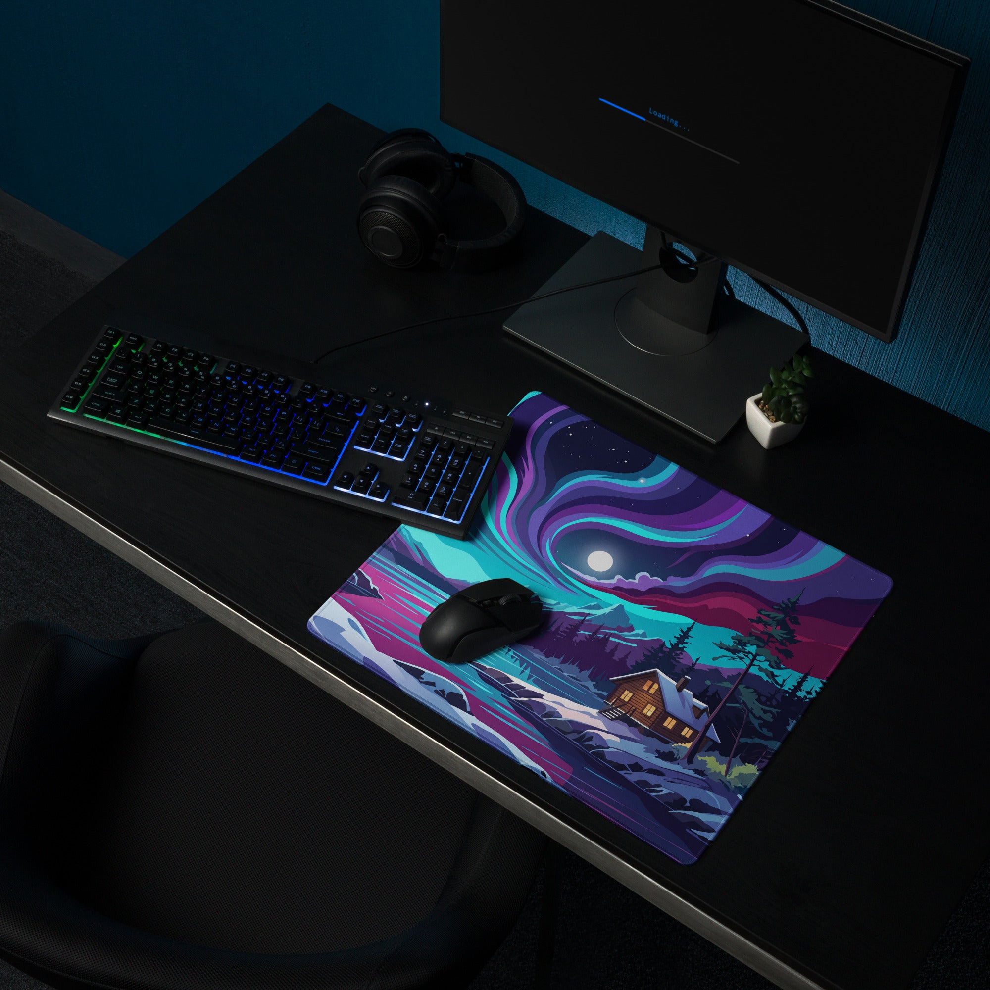 Vaporwave Night Mountain Mouse Pad - Mouse Pad Purple Teal Gaming Desk Vaporwave Dreamy Nostalgic Retro Futurism