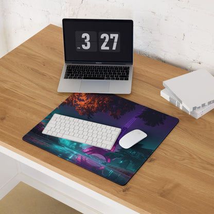 Neon Paris Vaporwave Mouse Pad - Paris Neon Purple Teal Gaming Vaporwave Dreamy Mood Neon Aesthetic Desktop Art