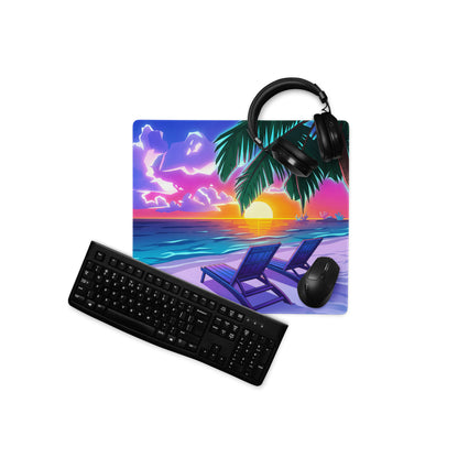 Vaporwave Palm Sunset Mouse Pad - Mouse Pad Neon Pink Purple Blue Desk Gaming Vaporwave Mood Nostalgic Retro Decor Neon