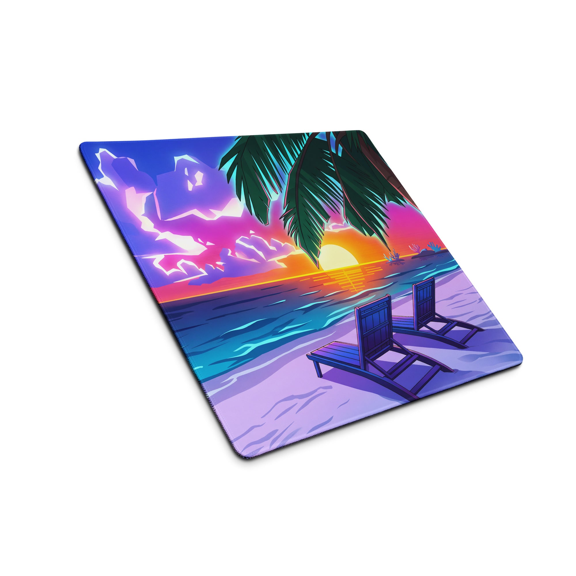 Vaporwave Palm Sunset Mouse Pad - Mouse Pad Neon Pink Purple Blue Desk Gaming Vaporwave Mood Nostalgic Retro Decor Neon
