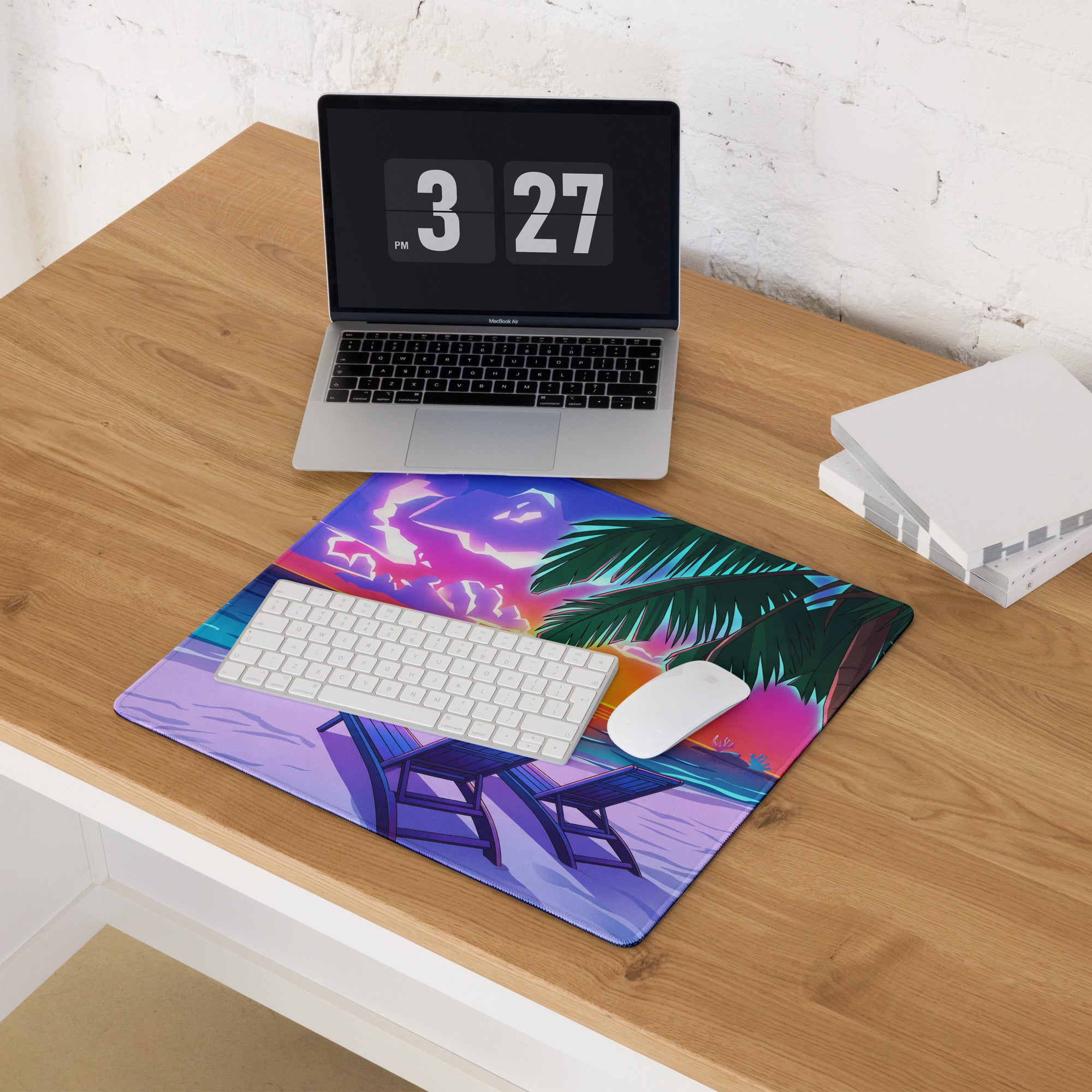 Vaporwave Palm Sunset Mouse Pad - Mouse Pad Neon Pink Purple Blue Desk Gaming Vaporwave Mood Nostalgic Retro Decor Neon