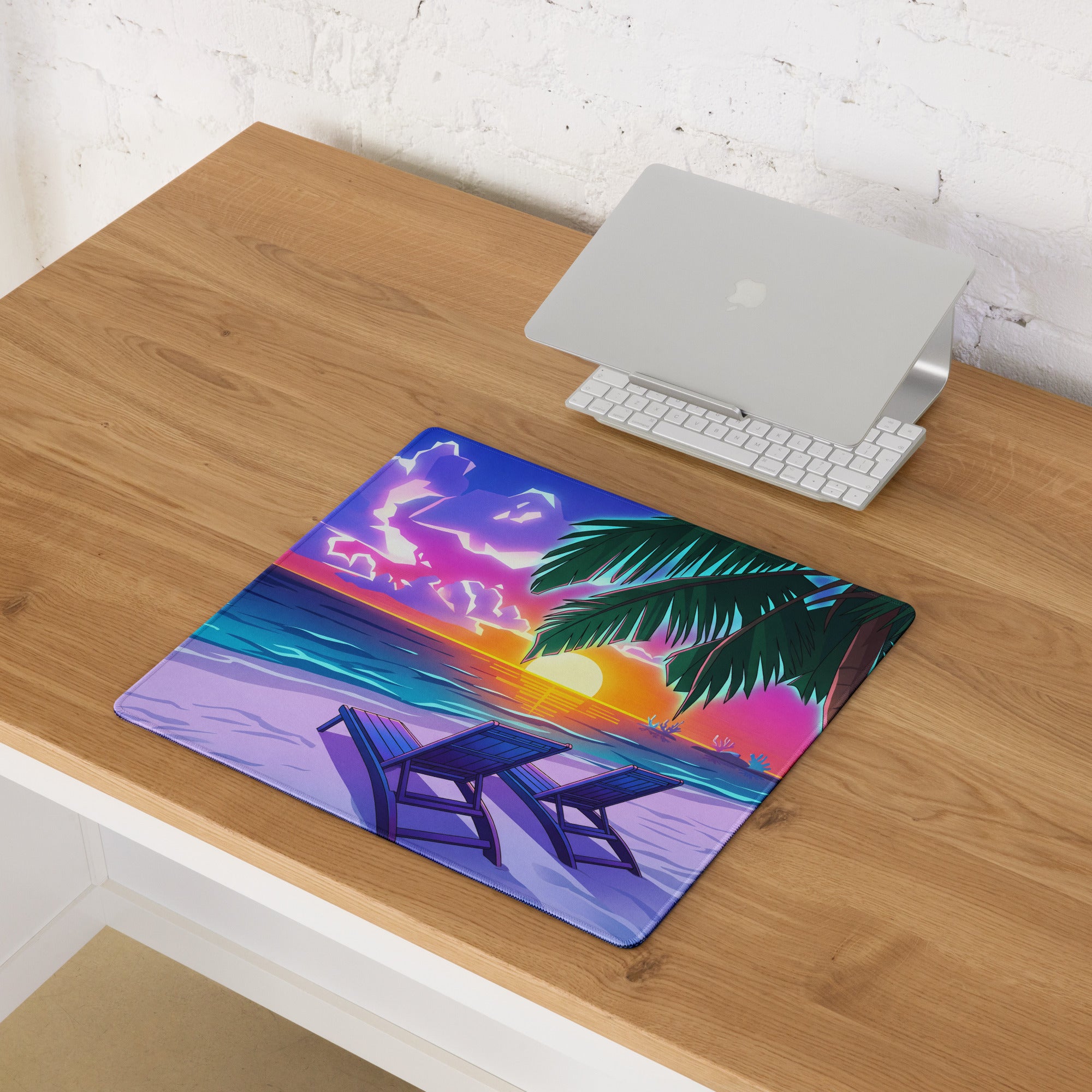 Vaporwave Palm Sunset Mouse Pad - Mouse Pad Neon Pink Purple Blue Desk Gaming Vaporwave Mood Nostalgic Retro Decor Neon