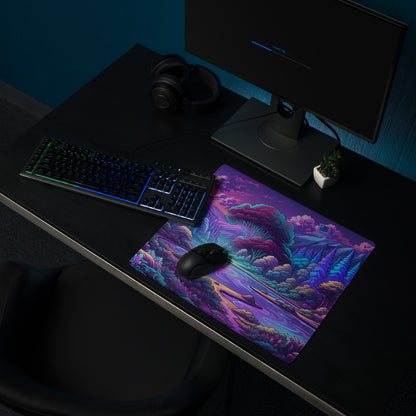Neon Vaporwave Landscape Mouse Pad - Mouse Pad Purple Pink Teal Vaporwave Retro Mood Neon Decor For Gamers Digital Art