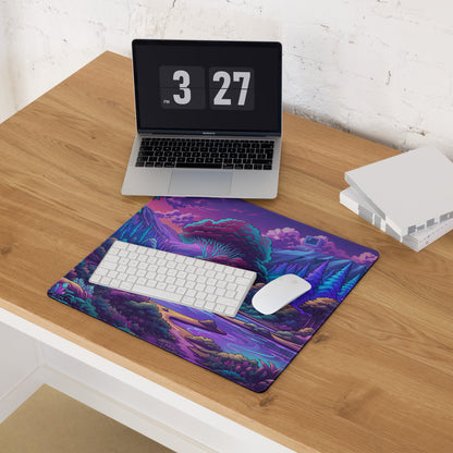 Neon Vaporwave Landscape Mouse Pad - Mouse Pad Purple Pink Teal Vaporwave Retro Mood Neon Decor For Gamers Digital Art