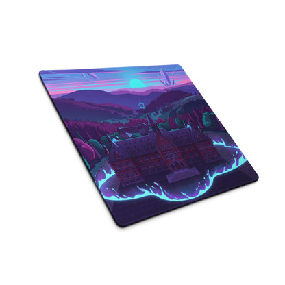 Vaporwave Neon Castle Mouse Pad - Mouse Pad Purple Pink Blue for Gaming Desk Vaporwave Aesthetic Dreamy Neon Mood