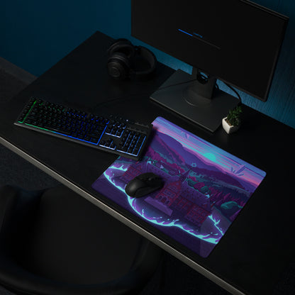 Vaporwave Neon Castle Mouse Pad - Mouse Pad Purple Pink Blue for Gaming Desk Vaporwave Aesthetic Dreamy Neon Mood