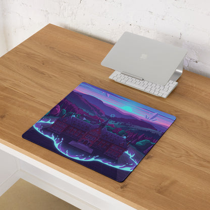 Vaporwave Neon Castle Mouse Pad - Mouse Pad Purple Pink Blue for Gaming Desk Vaporwave Aesthetic Dreamy Neon Mood