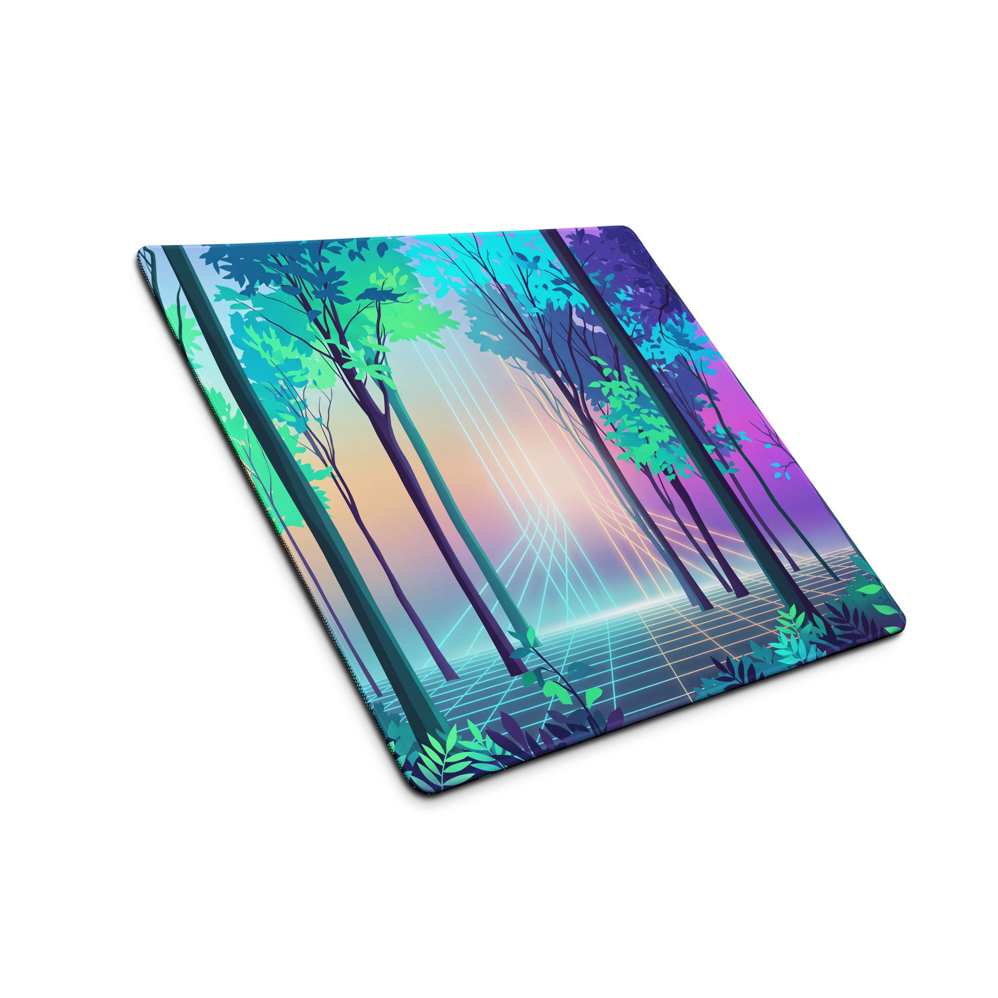 Vaporwave Forest Mouse Pad - Vaporwave Forest Mouse Pad Blue Purple Gradient Desk Retro Dreamy Mood Neon Digital Art
