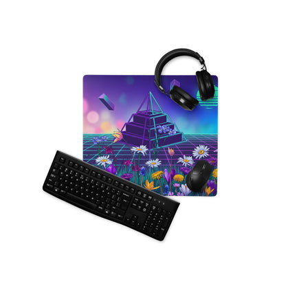 Vaporwave Prism Garden Mouse Pad - Mouse Pad Neon Purple Pink Night Desk Dreamy Surreal Synthwave Office Decor Digital Art