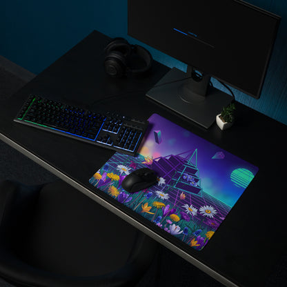 Vaporwave Prism Garden Mouse Pad - Mouse Pad Neon Purple Pink Night Desk Dreamy Surreal Synthwave Office Decor Digital Art