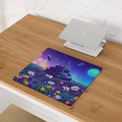 Vaporwave Prism Garden Mouse Pad - Mouse Pad Neon Purple Pink Night Desk Dreamy Surreal Synthwave Office Decor Digital Art
