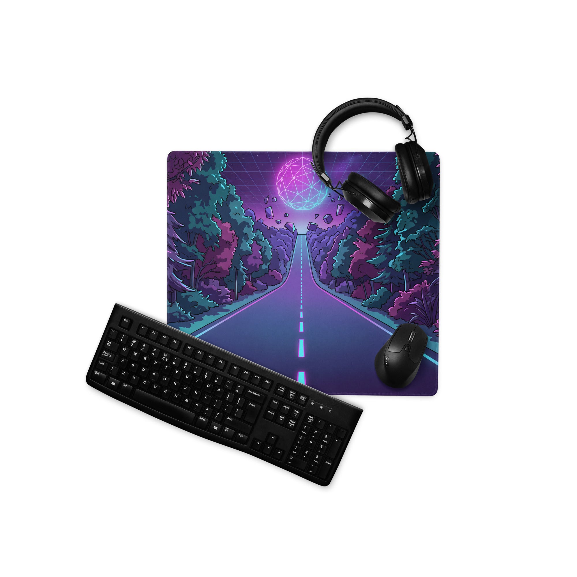 Vaporwave Forest Neon Mouse Pad - Mouse Pad Gaming Neon Purple Pink Cyan Vaporwave Mood Dreamy Decor Niche Artwork