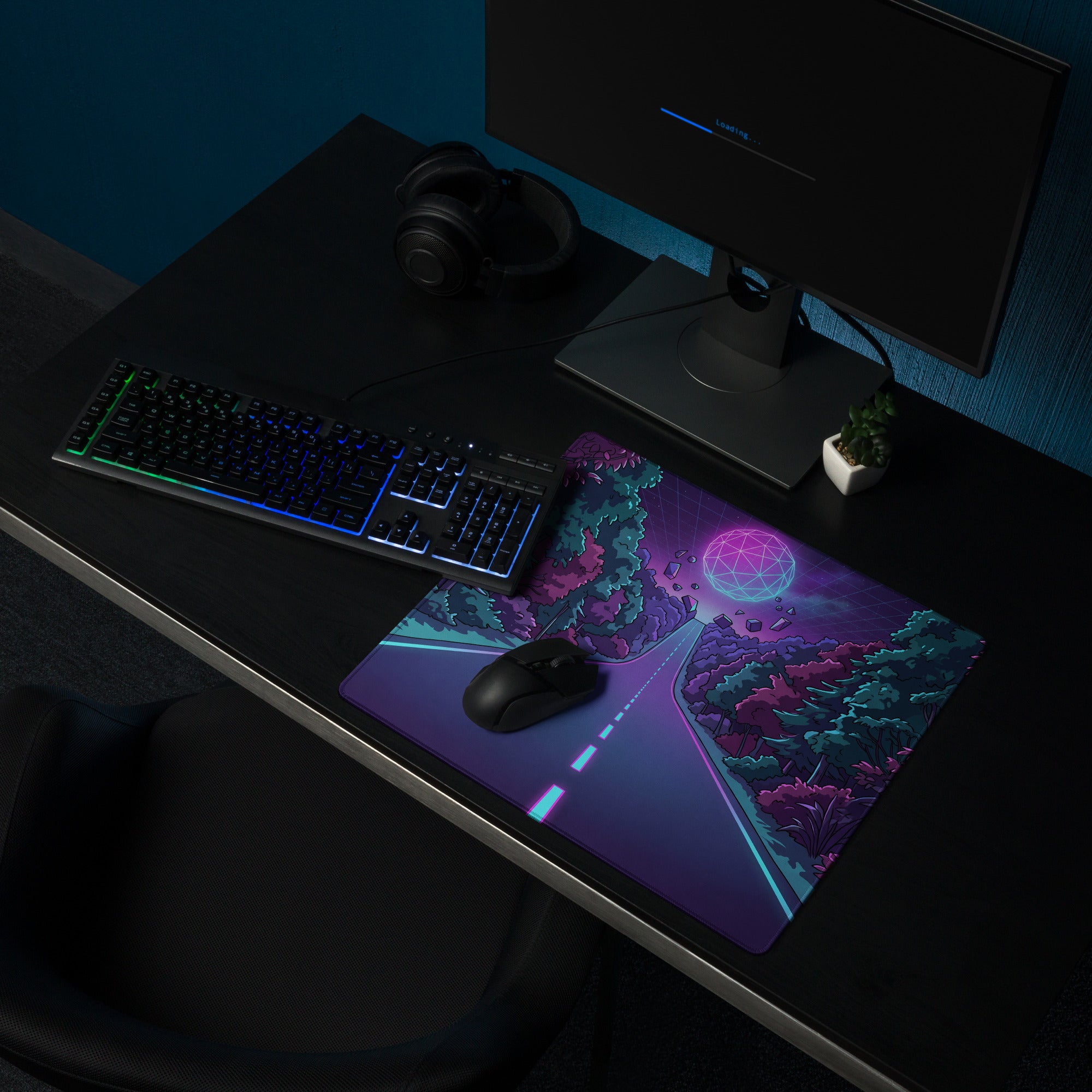 Vaporwave Forest Neon Mouse Pad - Mouse Pad Gaming Neon Purple Pink Cyan Vaporwave Mood Dreamy Decor Niche Artwork