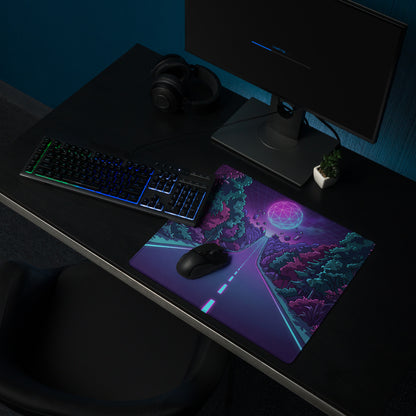 Vaporwave Forest Neon Mouse Pad - Mouse Pad Gaming Neon Purple Pink Cyan Vaporwave Mood Dreamy Decor Niche Artwork