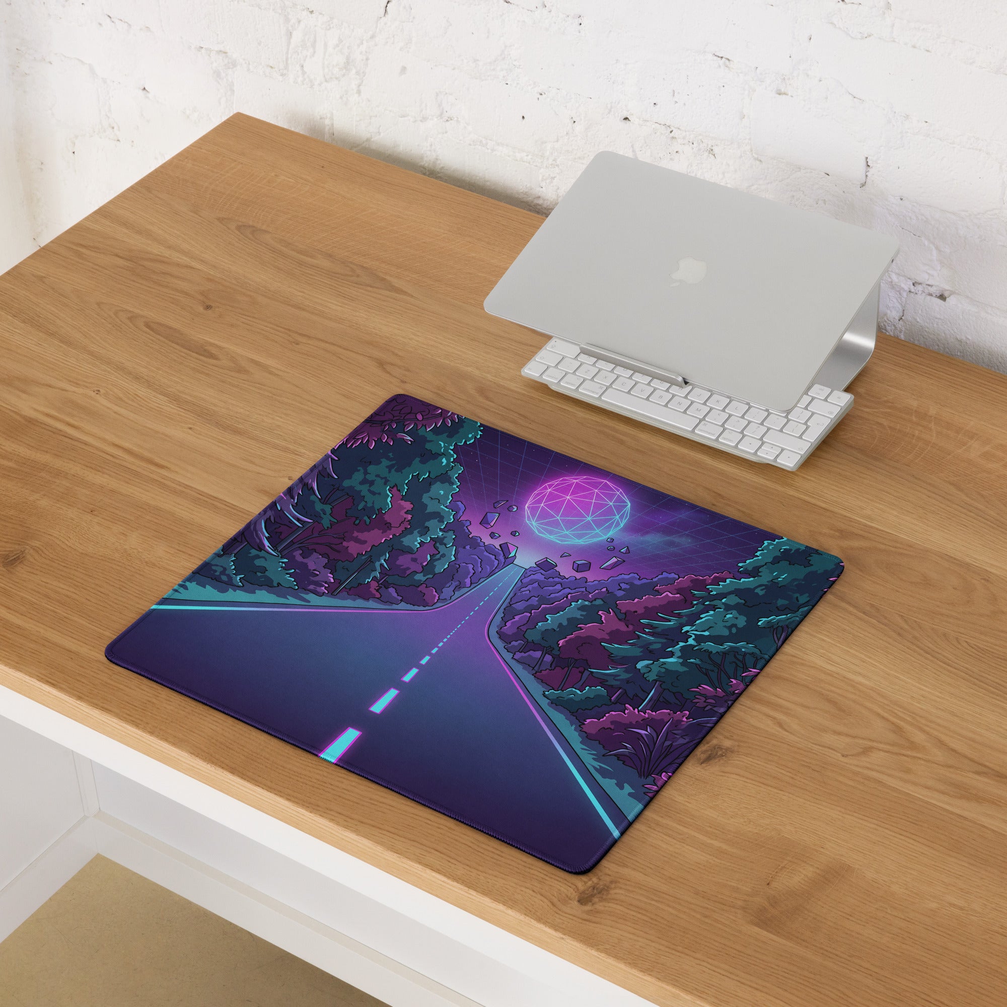 Vaporwave Forest Neon Mouse Pad - Mouse Pad Gaming Neon Purple Pink Cyan Vaporwave Mood Dreamy Decor Niche Artwork